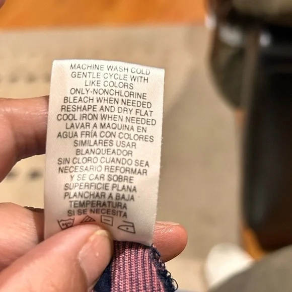 Olive & Oak Navy & Pink Striped Cinched Waist Jersey Dress size small - Picture 6 of 9